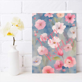 Farbenfrohe Rosa Frühlingsblumen auf den Schattier Karte