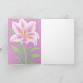 Farbenfrohe rosa Frühlingssäule Tiger Lilie in Vas Karte (Innenseite)