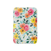 Farbenfrohe rosa gelbe Aquarellbilder Badematte (Vorderseite Vertikal)