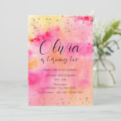 Farbenfrohe Rosa Gelbe Gefärbte Krawatte Geburtsta Einladung (Stehend Vorderseite)