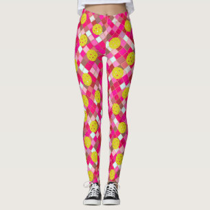 Farbenfrohe rosa geometrische Diamant Fun Pickleba Leggings