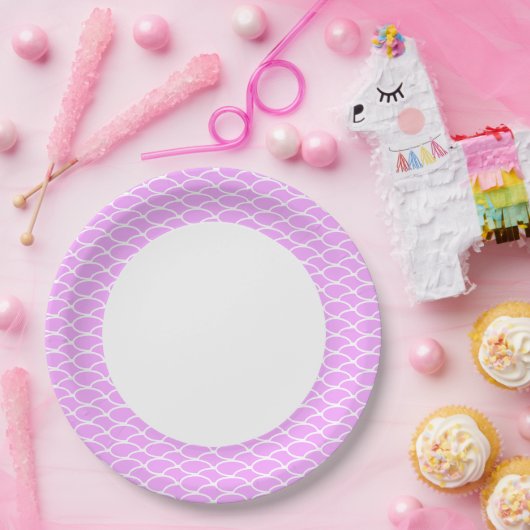 Farbenfrohe, rosa gezogene Waves Muster Rim Strip Pappteller (Party)
