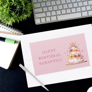 Farbenfrohe Rosa Glückwünsche zum Geburtstag Rechteckiger Aufkleber