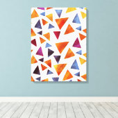 Farbenfrohe rosa goldene Navy Blue Triangle Muster Leinwanddruck (Insitu (Holzboden))