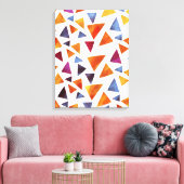 Farbenfrohe rosa goldene Navy Blue Triangle Muster Leinwanddruck (Insitu (Wohnzimmer))