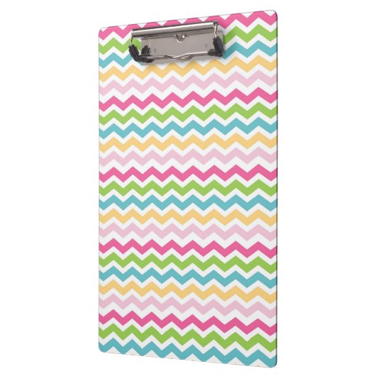 Farbenfrohe, rosa, grüne, gelbe Zickzack Streifen Klemmbrett (Links)