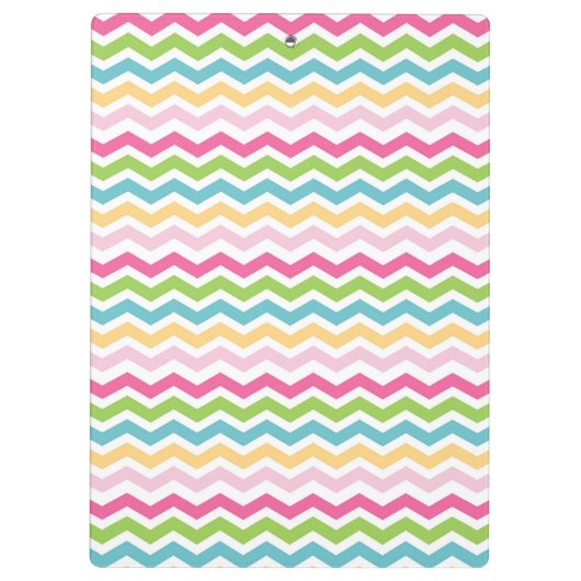 Farbenfrohe, rosa, grüne, gelbe Zickzack Streifen Klemmbrett (Rückseite)