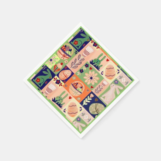 Farbenfrohe rosa grüne Ostersonne Serviette (Ecke)