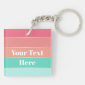 Farbenfrohe rosa grüne Personalisierte Farbstreife Schlüsselanhänger (Rückseite)