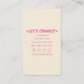 Farbenfrohe rosa grüne Retro Hand gezeichnet Blume Visitenkarte (Rückseite)