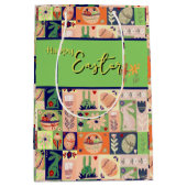 Farbenfrohe rosa grüne Sonne Mittlere Geschenktüte (Vorderseite)