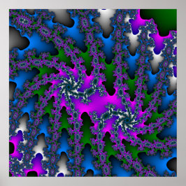 Farbenfrohe rosa, grüne und blaue Fraktal Poster