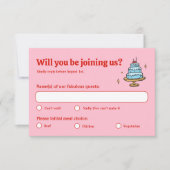 Farbenfrohe Rosa Hand Drawn Funky Writing Wedding RSVP Karte (Vorderseite)