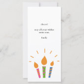 Farbenfrohe Rosa Happy Birthday Candles Flat Card (Rückseite)