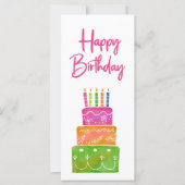 Farbenfrohe Rosa Happy Birthday Candles Flat Card (Vorderseite)