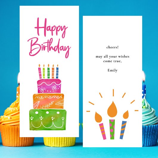 Farbenfrohe Rosa Happy Birthday Candles Flat Card