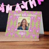 Farbenfrohe Rosa Happy Birthday Foto Card Benutzer Karte