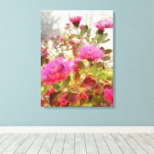 Farbenfrohe rosa Herbstmütter Leinwanddruck (Insitu (Holzboden))