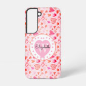 Farbenfrohe rosa Herzmuster Monogramm weißes Herz Samsung Galaxy Hülle (Rückseite)