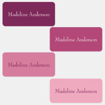 Farbenfrohe rosa Kids-Namensschilder für Kleidung