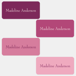 Farbenfrohe rosa Kids-Namensschilder für Kleidung Etiketten