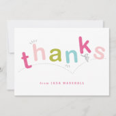 Farbenfrohe rosa Kinder Dankeskarte (Vorderseite)