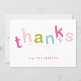 Farbenfrohe rosa Kinder Dankeskarte