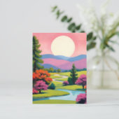 Farbenfrohe rosa Kunstlandschaft Postkarte (Stehend Vorderseite)