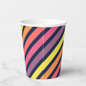 Farbenfrohe rosa, Lila-gelbe Streifen Muster Pappbecher (Rechts)
