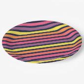 Farbenfrohe rosa, Lila-gelbe Streifen Muster Pappteller (Schrägansicht)