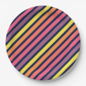 Farbenfrohe rosa, Lila-gelbe Streifen Muster Pappteller (Vorderseite)