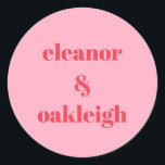 Farbenfrohe Rosa Moderne einfache Hochzeit nach Ma Runder Aufkleber<br><div class="desc">Fügen Sie Ihren Event- oder Geschenkverpackungen eine lustige,  personalisierte Touch mit diesen individuellen Aufklebern mit fett-moderner Typografie und einem lebendigen rosa und roten Farbschema hinzu. Ideal für Hochzeiten,  Brautpartys oder jede Feier,  die einen spielerischen und dennoch schicken Akzent erfordert,  werden diese Aufkleber Ihren Gästen einen bleibenden Eindruck verließe.</div>