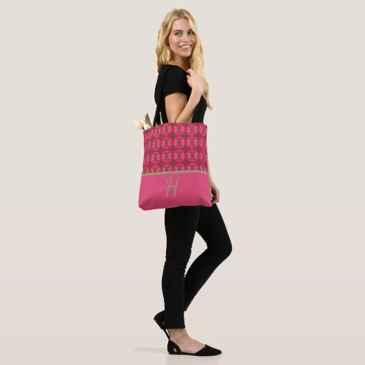 Farbenfrohe rosa Muster Tasche (Am Model)