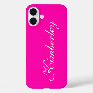 Farbenfrohe rosa Neon Monogram Trendy Fashion Colo iPhone 16 Plus Hülle
