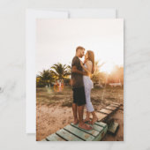 farbenfrohe Rosa Orange Foto Hochzeit mit tropisch Einladung (Rückseite)