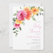 Farbenfrohe Rosa-Orange-Torfbäume Mädchen-Dusche Einladung (Vorderseite)