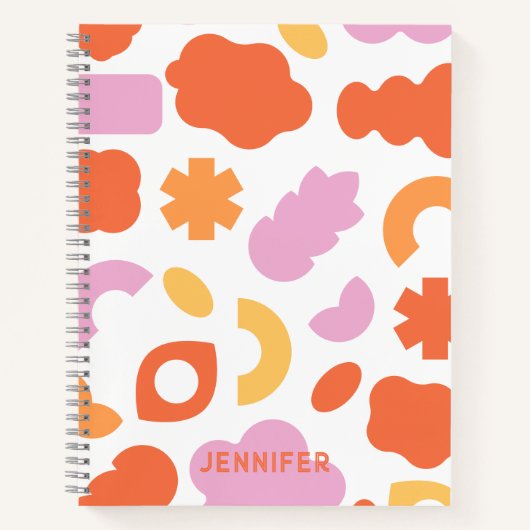 Farbenfrohe rosa orangefarbene Bio Formen Muster m Notizblock (Vorderseite)