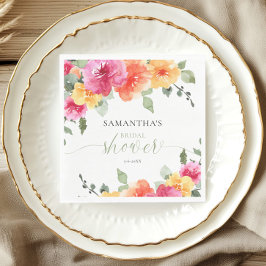 Farbenfrohe rosa-orangefarbene Torfbäume Frühlings Serviette