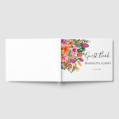 Farbenfrohe, rosa orangefarbene tropische Blume Ho Gästebuch (Voll)