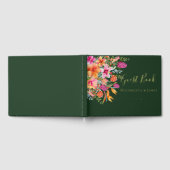 Farbenfrohe, rosa orangefarbene tropische Blume Ho Gästebuch (Voll)