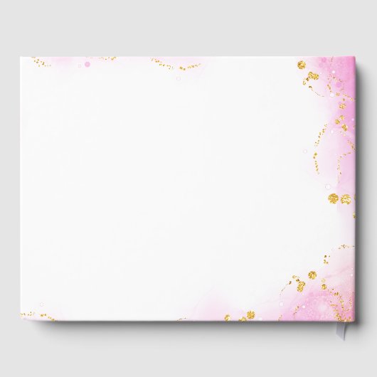 Farbenfrohe, rosa orangefarbene tropische Blume Ho Gästebuch (Rückseite)