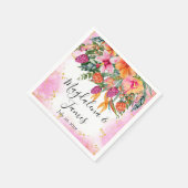 Farbenfrohe, rosa orangefarbene tropische Blume Ho Serviette (Ecke)