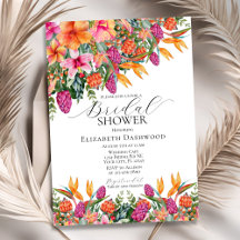 Farbenfrohe rosa orangefarbenes tropisches Brautpa