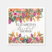 Farbenfrohe rosa orangefarbenes tropisches Brautpa Serviette (Vorderseite)