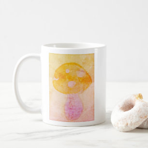 Farbenfrohe Rosa Orangefarbenes Wasserfarben Pilz Kaffeetasse
