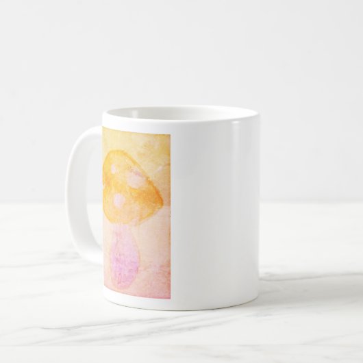 Farbenfrohe Rosa Orangefarbenes Wasserfarben Pilz Kaffeetasse (Vorderseite Links)