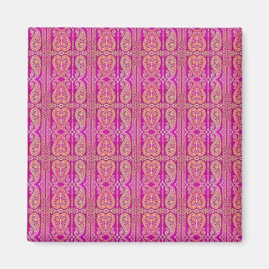 Farbenfrohe rosa Paisley gestreift Magnet (Vorne)