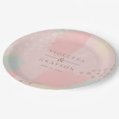 Farbenfrohe rosa Pasta Abstrakte Kunst Pappteller (Schrägansicht)