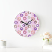 Farbenfrohe Rosa Pastel Donut Strip Illustration Große Wanduhr (Zuhause)