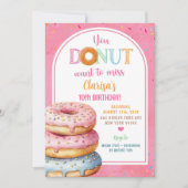 Farbenfrohe rosa Pastelle Sprinklerflecken Donuts Einladung (Vorderseite)